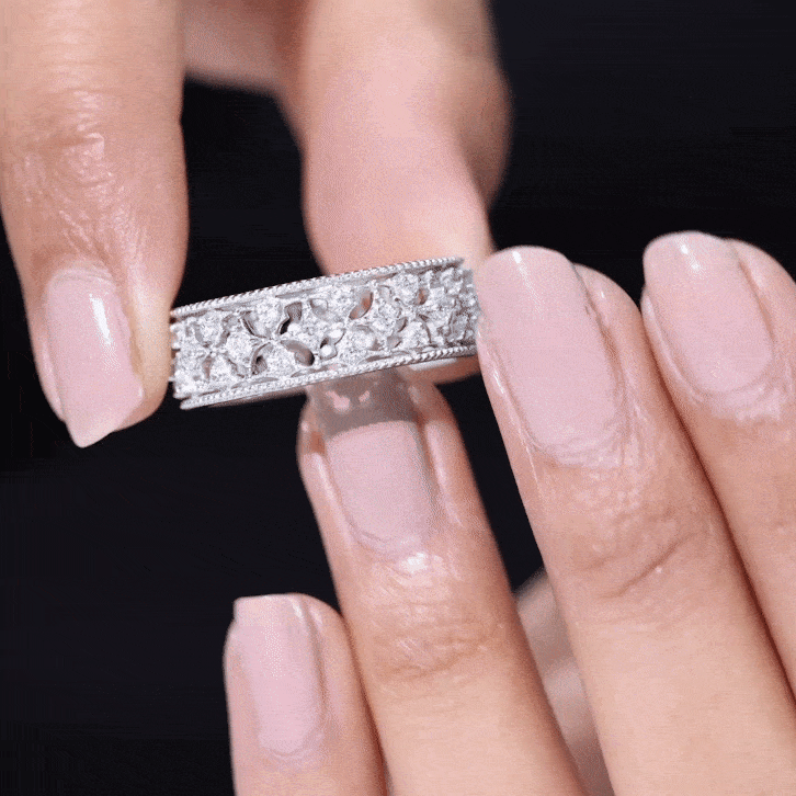 Zircon Designer Cut Out Wedding Band Ring Zircon - ( AAAA ) - Quality - Rosec Jewels
