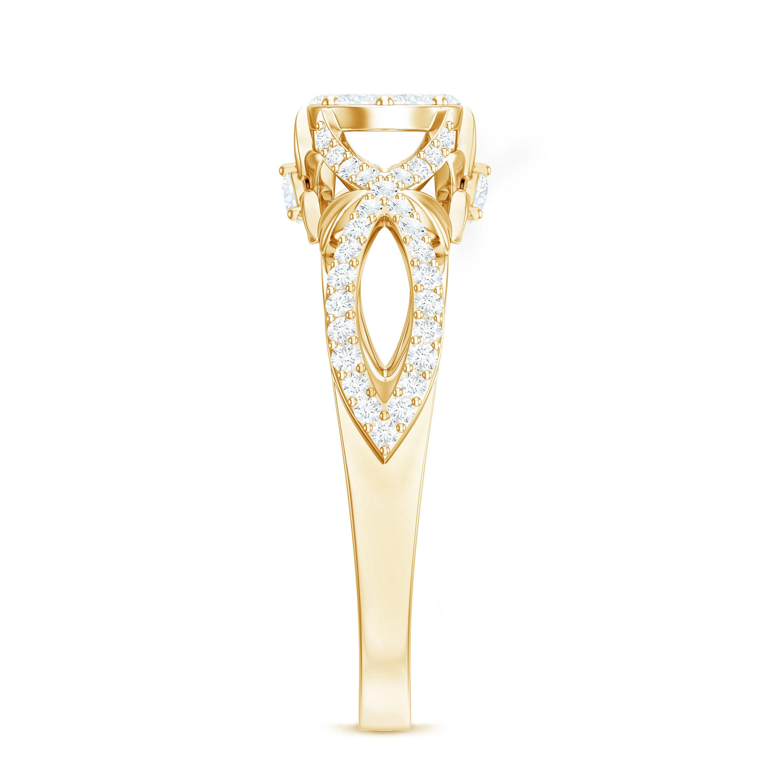 3/4 CT Cubic Zirconia Designer Engagement Ring in Gold Zircon - ( AAAA ) - Quality - Rosec Jewels