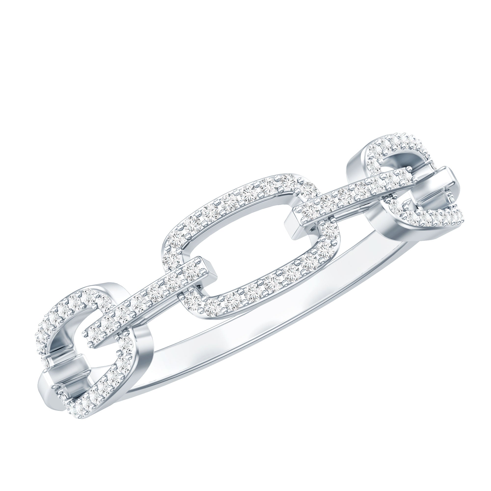 Minimal Cubic Zirconia Chain Link Ring AAAA - Rosec Jewels