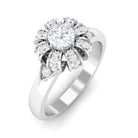 Classic Zircon Floral Engagement Ring AAAA - Rosec Jewels