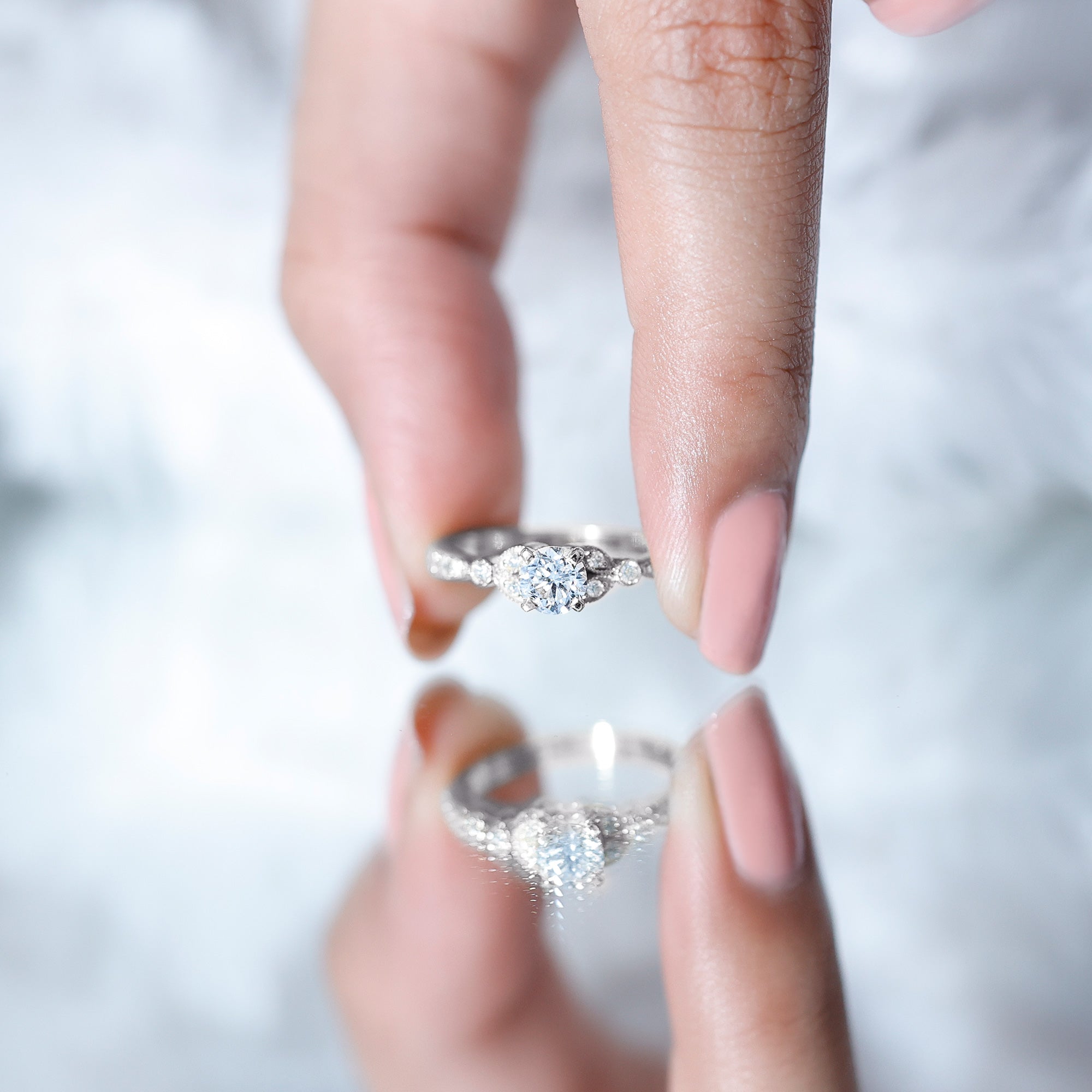 Rosec Jewels-Vintage Inspired Zircon Engagement Ring for Women