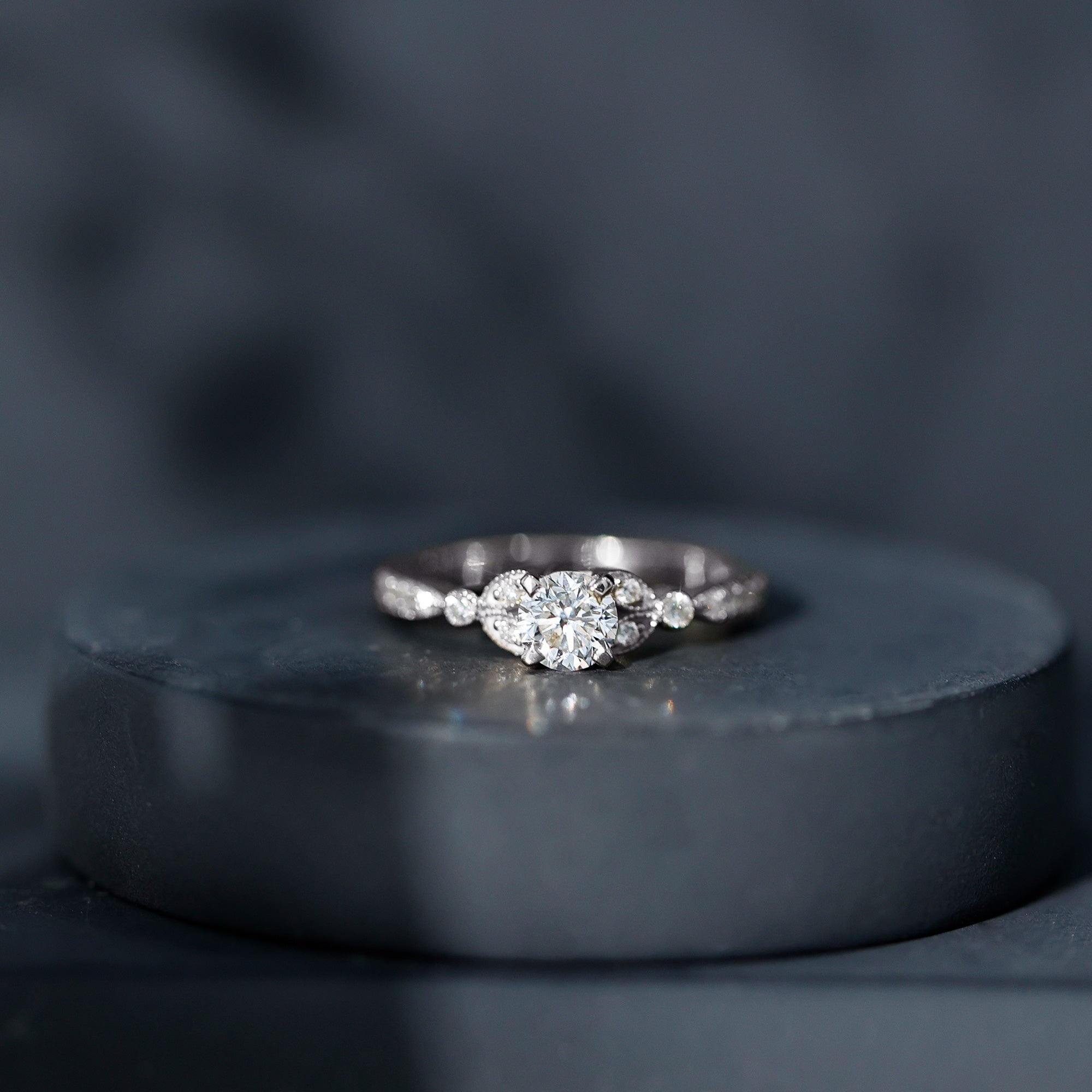 Rosec Jewels-Vintage Inspired Zircon Engagement Ring for Women