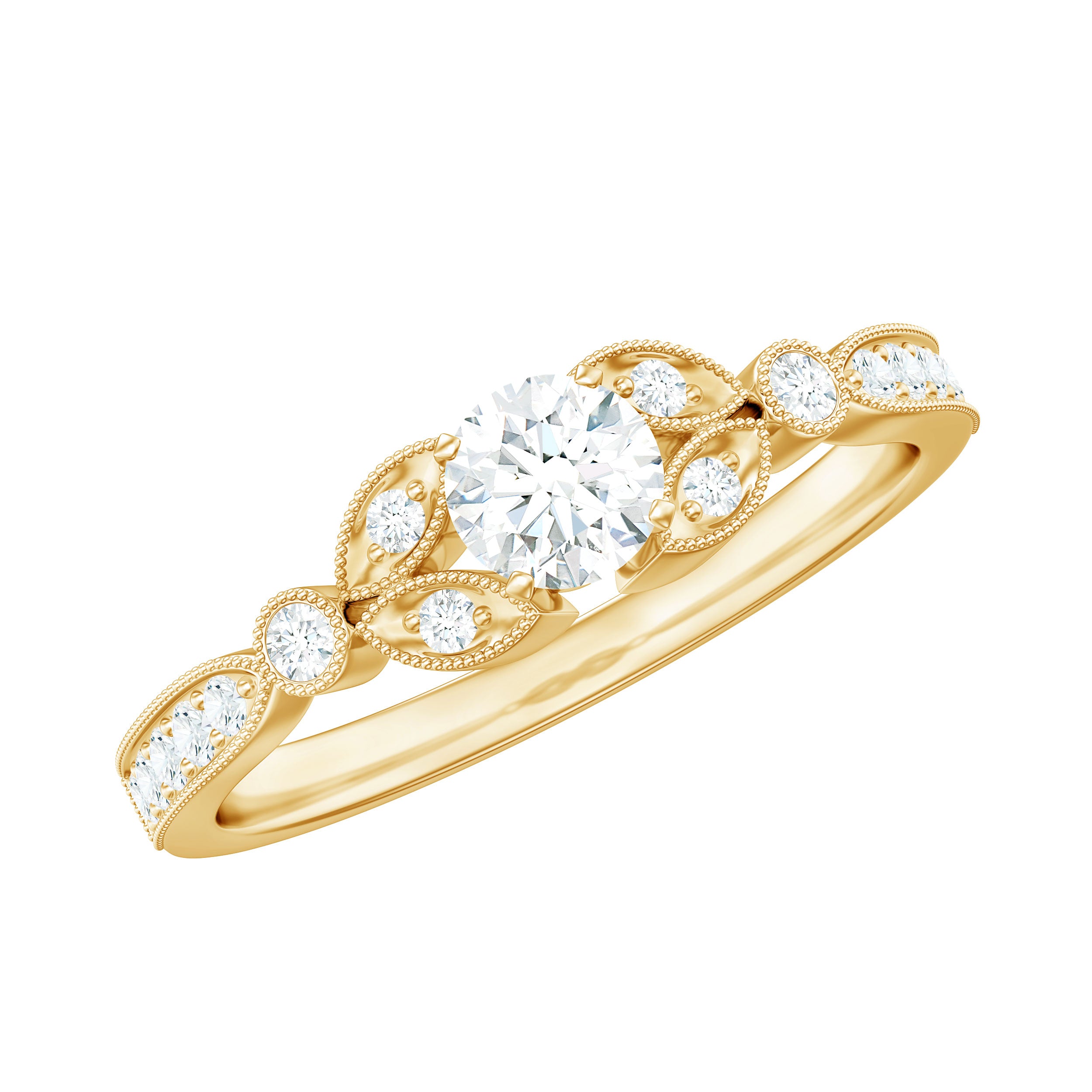 Vintage Inspired Zircon Engagement Ring for Women AAAA - Rosec Jewels