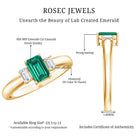 Rosec Jewels-Emerald Cut Emerald and Diamond 3 Stone Promise Ring for Her
