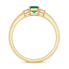 Rosec Jewels-Emerald Cut Emerald and Diamond 3 Stone Promise Ring for Her