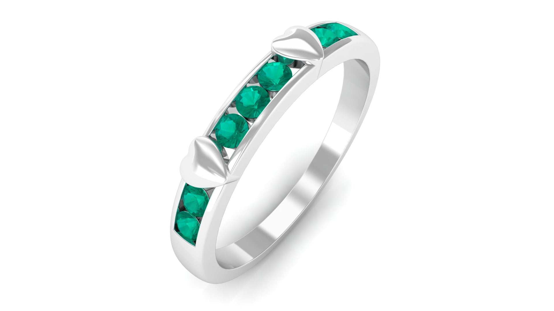 Rosec Jewels-Natural Emerald Heart Eternity Ring in Channel Setting