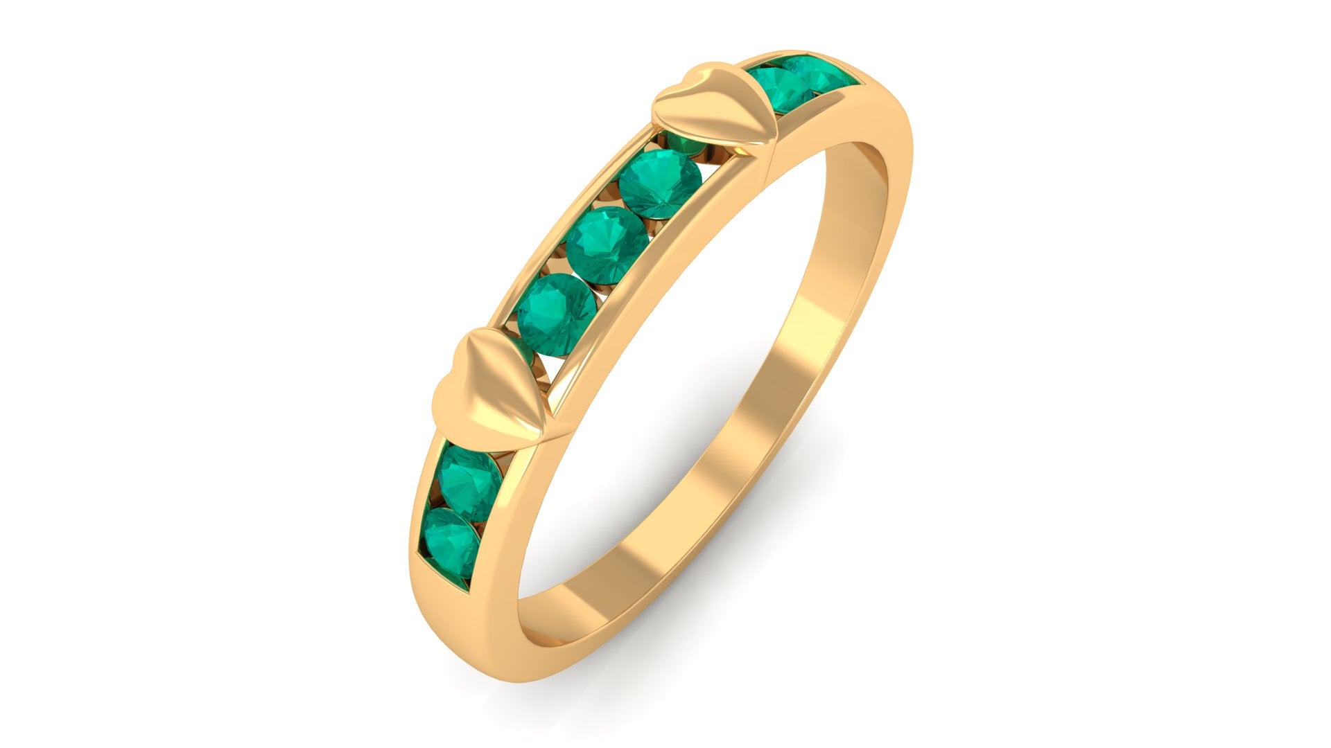 Rosec Jewels-Natural Emerald Heart Eternity Ring in Channel Setting