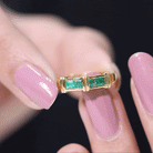 Rosec Jewels-Princess Cut Real Emerald Band Ring in Channel Setting