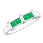 Rosec Jewels-Princess Cut Real Emerald Band Ring in Channel Setting