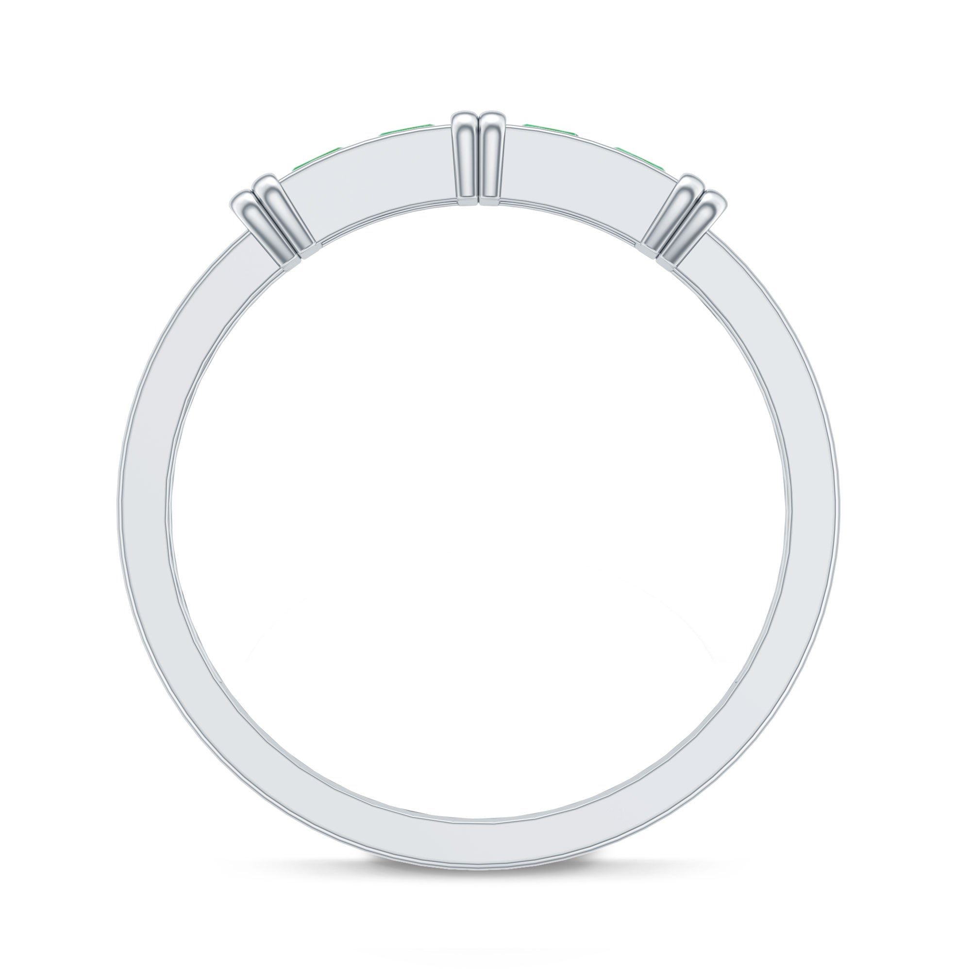 Rosec Jewels-Princess Cut Real Emerald Band Ring in Channel Setting