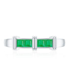 Rosec Jewels-Princess Cut Real Emerald Band Ring in Channel Setting