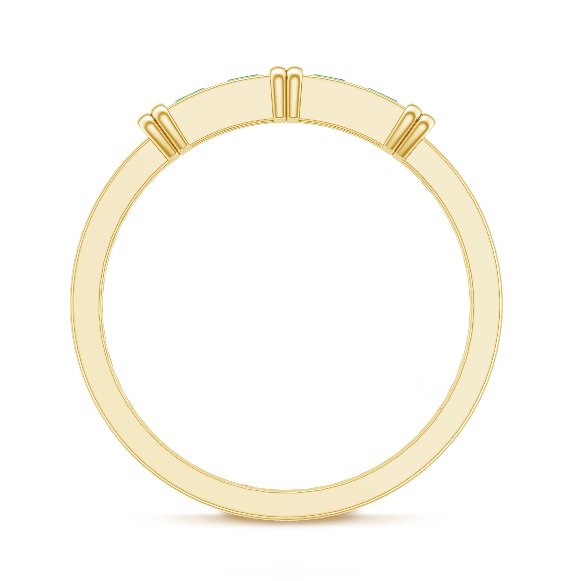 Rosec Jewels-Princess Cut Real Emerald Band Ring in Channel Setting