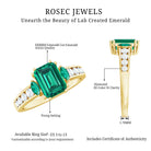 Rosec Jewels-Lab Created Emerald Cut Emerald Engagement Ring with Diamonds