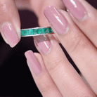 Princess Cut Created Emerald Half Eternity Gold Band Ring in Channel Setting Lab Created Emerald - ( AAAA ) - Quality - Rosec Jewels