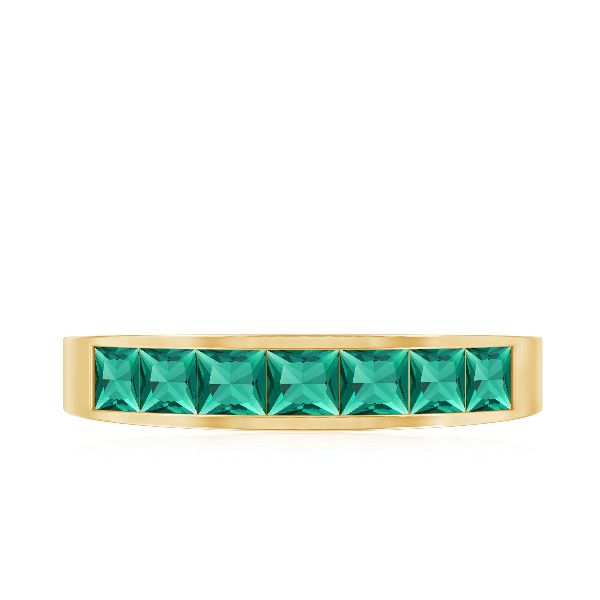 Princess Cut Lab Created Emerald Eternity Band in Channel Setting AAAA - Rosec Jewels
