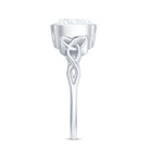 Cushion Cut Moissanite Solitaire Celtic Knot Ring in Bezel Setting D-VS1 - Rosec Jewels
