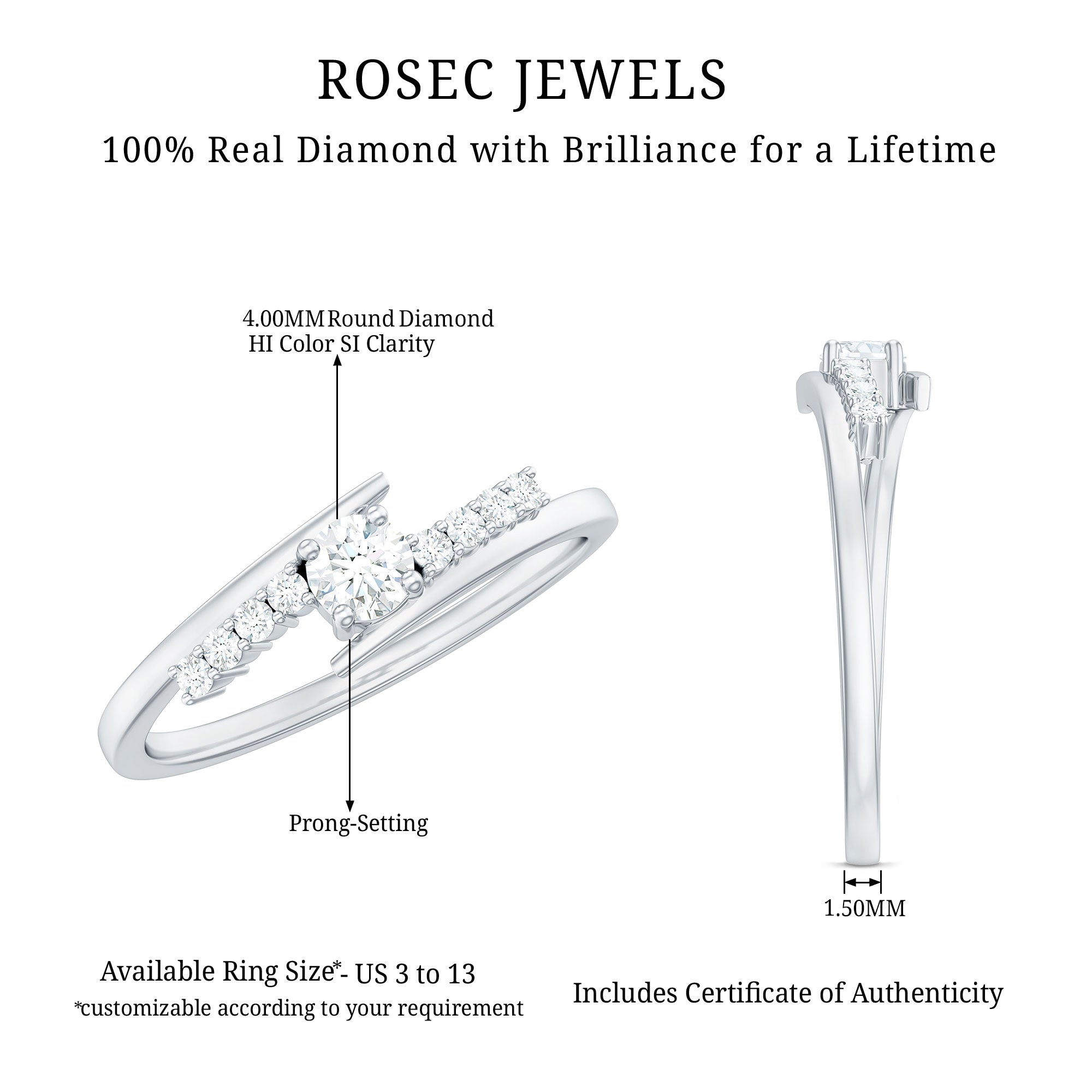 Rosec Jewels-Diamond Promise Ring with Bypass Shank