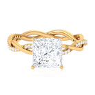 Princess Cut Moissanite Solitaire Ring with Braided Shank Moissanite - ( D-VS1 ) - Color and Clarity - Rosec Jewels