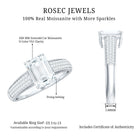 Emerald Cut Moissanite Side Stone Engagement Ring D-VS1 - Rosec Jewels