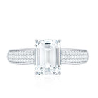 Emerald Cut Moissanite Side Stone Engagement Ring D-VS1 - Rosec Jewels