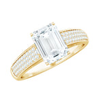 Emerald Cut Moissanite Side Stone Engagement Ring D-VS1 - Rosec Jewels