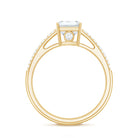 Emerald Cut Moissanite Side Stone Engagement Ring D-VS1 - Rosec Jewels