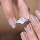 Certified Moissanite Heart Engagement Ring with Side Stones D-VS1 - Rosec Jewels