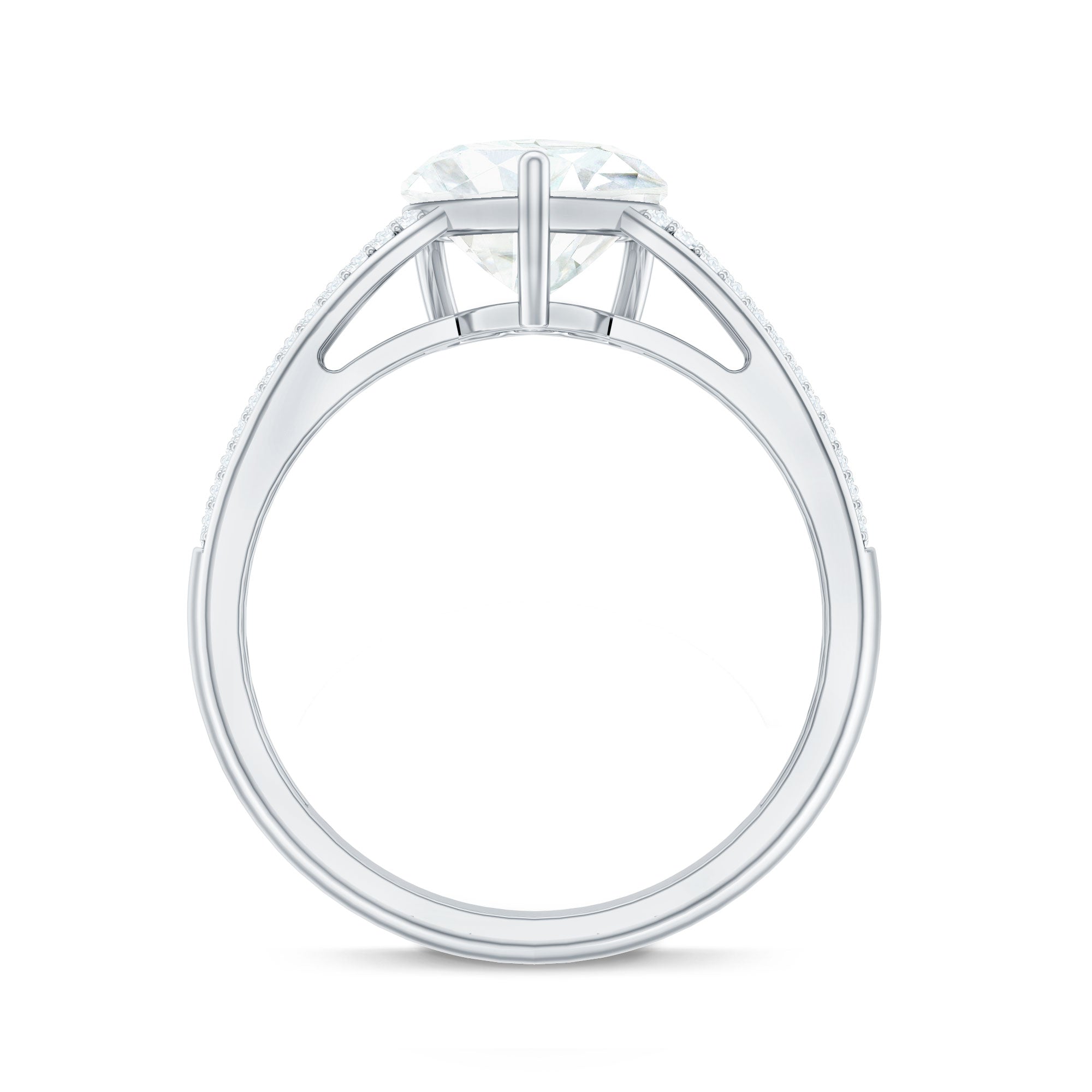 Certified Moissanite Heart Engagement Ring with Side Stones D-VS1 - Rosec Jewels