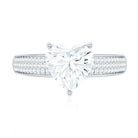 Certified Moissanite Heart Engagement Ring with Side Stones D-VS1 - Rosec Jewels