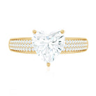 Certified Moissanite Heart Engagement Ring with Side Stones D-VS1 - Rosec Jewels
