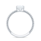 Emerald Cut Moissanite Engagement Ring with Twisted Rope Design D-VS1 - Rosec Jewels