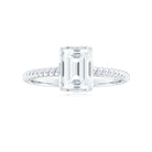 Emerald Cut Moissanite Engagement Ring with Twisted Rope Design D-VS1 - Rosec Jewels