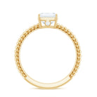Emerald Cut Moissanite Engagement Ring with Twisted Rope Design D-VS1 - Rosec Jewels