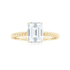 Emerald Cut Moissanite Engagement Ring with Twisted Rope Design D-VS1 - Rosec Jewels