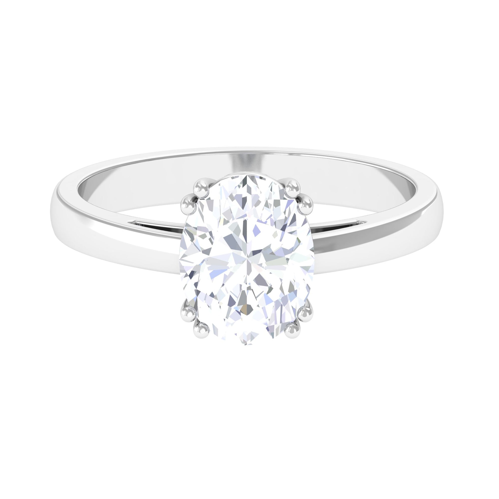 Certified 2 CT Moissanite Oval Cut Engagement Ring D-VS1 - Rosec Jewels