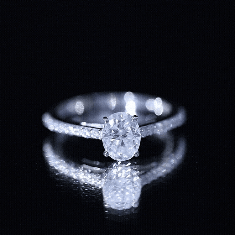 Brilliant Cut Moissanite Oval Engagement Ring D-VS1 - Rosec Jewels