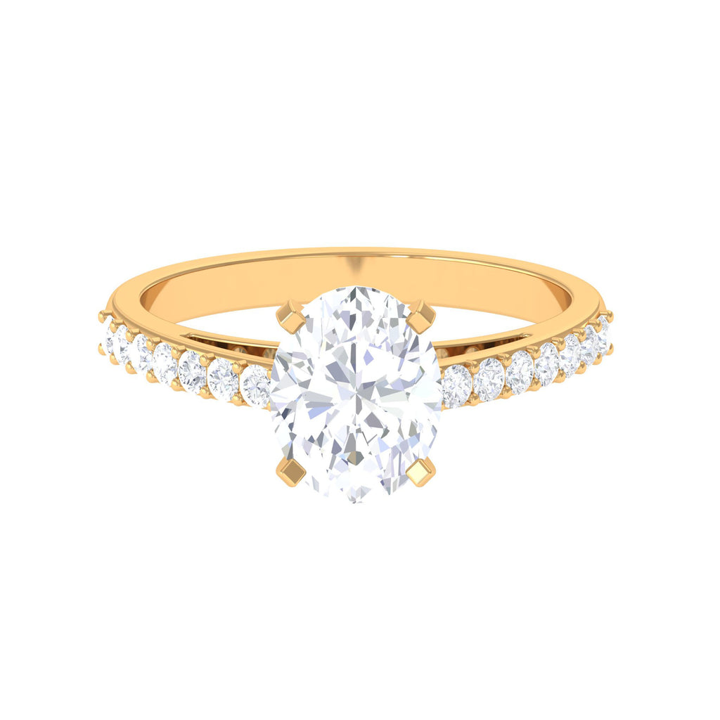 Solitaire Moissanite Oval Engagement Ring Moissanite - ( D-VS1 ) - Color and Clarity - Rosec Jewels