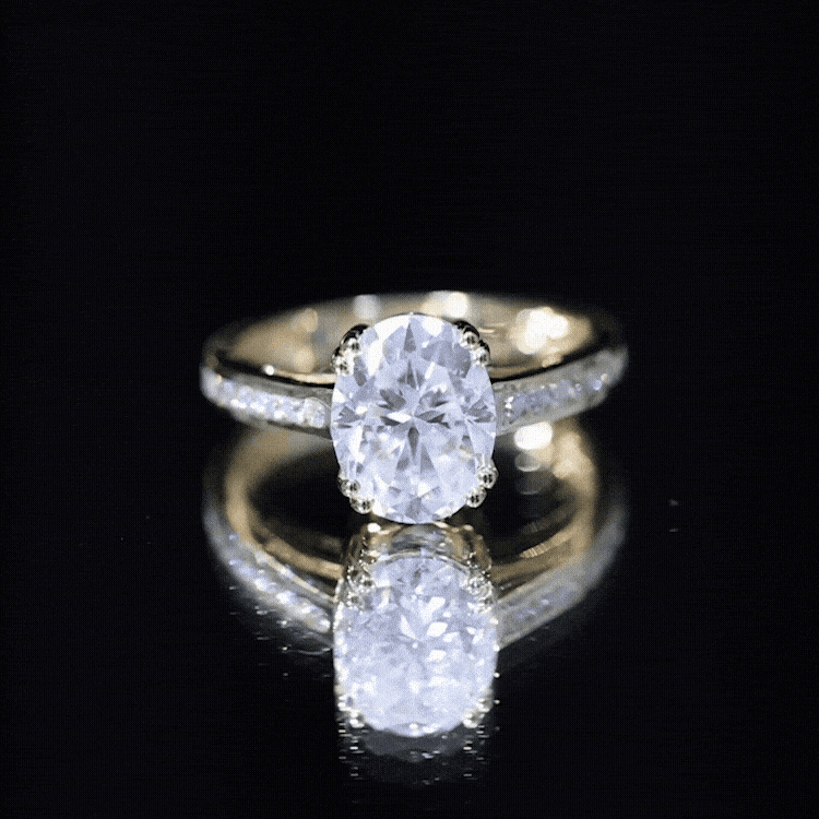 Rosec Jewels-Certified Moissanite Oblong Engagement Ring in Double Prong Setting