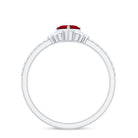 Rosec Jewels-Natural 0.6 Carat Ruby Heart Promise Ring with Diamond for Women