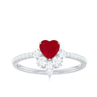 Rosec Jewels-Natural 0.6 Carat Ruby Heart Promise Ring with Diamond for Women