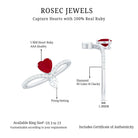 Rosec Jewels-Natural 0.6 Carat Ruby Heart Promise Ring with Diamond Chevron Shank
