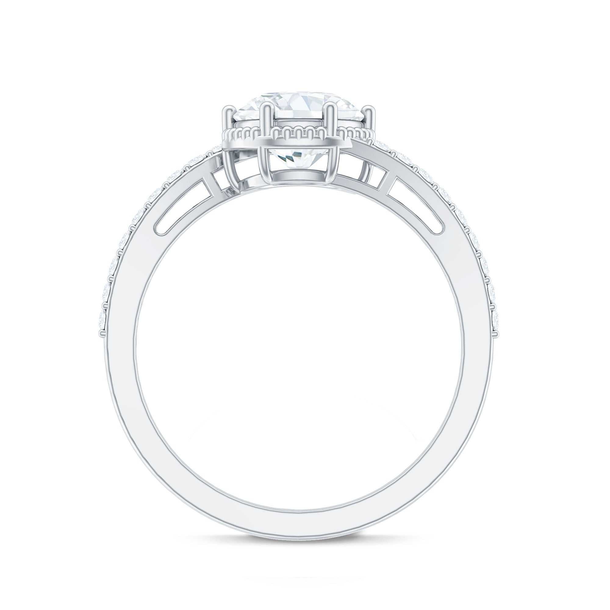 Rosec Jewels-Round Cut Solitaire Zircon Bypass Engagement Ring