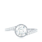 Rosec Jewels-Round Cut Solitaire Zircon Bypass Engagement Ring