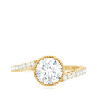 Rosec Jewels-Round Cut Solitaire Zircon Bypass Engagement Ring