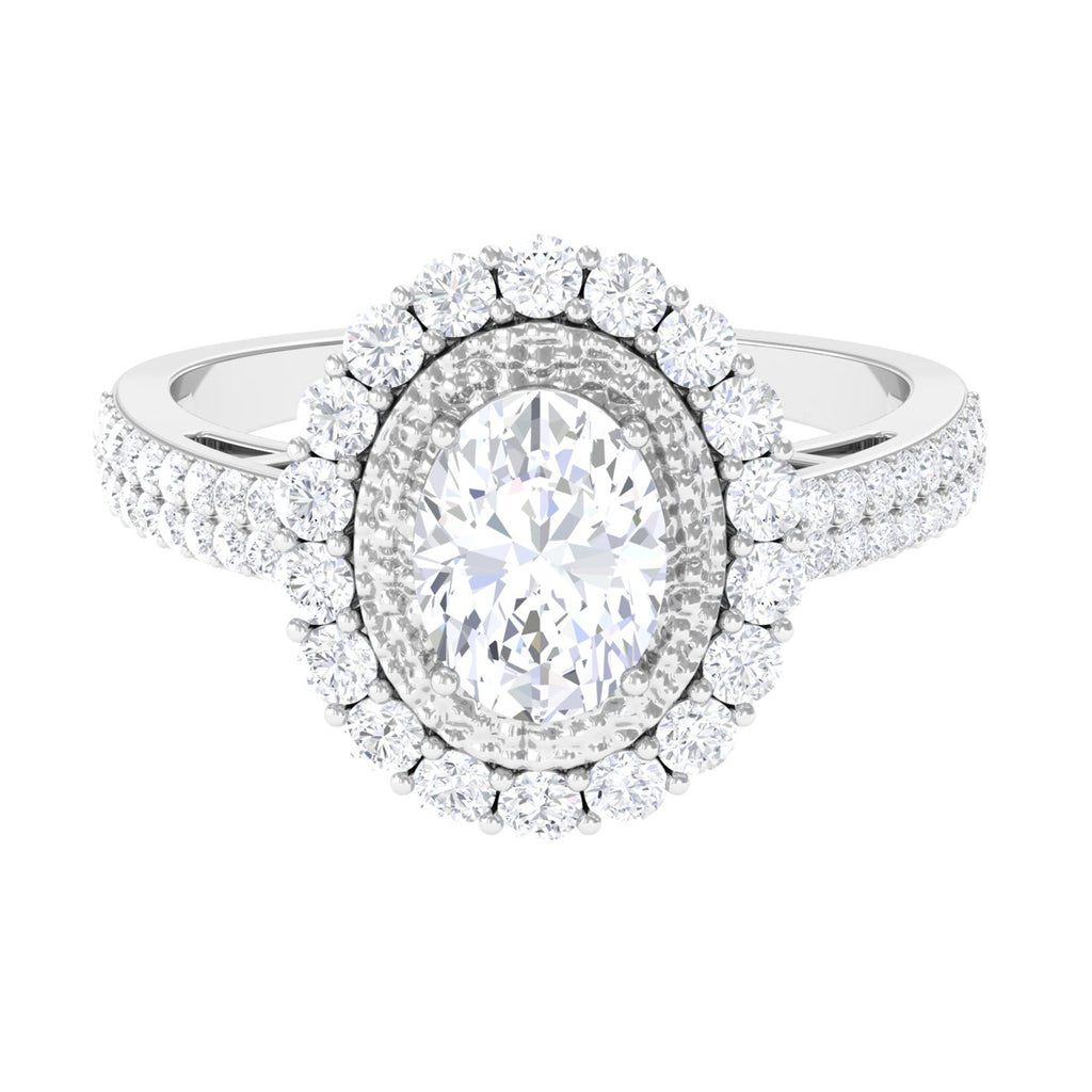 3.25 CT Vintage Inspired Zircon Oval Engagement Ring Zircon - ( AAAA ) - Quality - Rosec Jewels