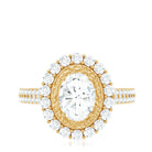3.25 CT Vintage Inspired Zircon Oval Engagement Ring AAAA - Rosec Jewels