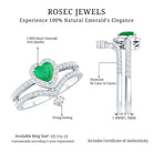 Rosec Jewels-Real Emerald and Diamond Heart Wedding Ring Set with Certificate