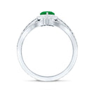 Rosec Jewels-Real Emerald and Diamond Heart Wedding Ring Set with Certificate