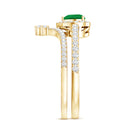 Rosec Jewels-Real Emerald and Diamond Heart Wedding Ring Set with Certificate
