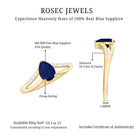 Rosec Jewels-Pear Cut Solitaire Blue Sapphire Split Shank Ring with Diamond